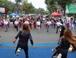 HUT Lalu Lintas ke-67, Satlantas Polres Bondowoso Mengadakan Senam Bersama dan Ratusan Hadiah Menarik