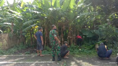 Babinsa Koramil Curahdami Kerja Bakti Bersama Warga Bersihkan Jalan