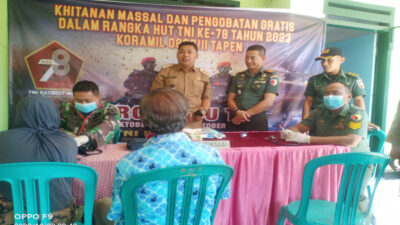 Sambut HUT ke-78 TNI, Layanan Pengobatan Gratis  hingga Khitanan Massal Diadakan Koramil 0822/II Tapen