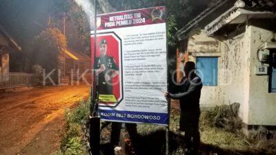 Menghadapi Pemilu 2024, Jajaran Kodim 0822 Bondowoso Pasang Banner Netralitas TNI