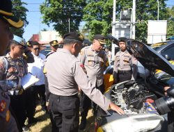Polres Bondowoso Mengecek Kesiapan Ranmor R 2 dan R4 Dalam Kesiapan OPS Mantap Praja Semeru 2024