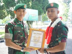 Serda Dafa dan Pratu Kelvin atlet Taekwondo berprestasi, disambut Komandan Kodim 0422/LB