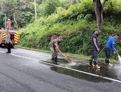 Tumpahan Solar di Arak arak Bondowoso: Babinsa Cegah Kecelakaan Beruntun