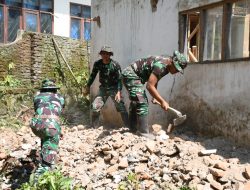 Satgas TMMD ke 123 Kodim 0822 Bondowoso Tetap Semangat di Hari Sabtu Minggu