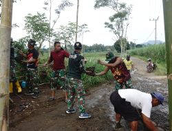 Semangat Gotong Royong! TMMD ke123 Percepat Pengecoran Gapura Desa Trotosari