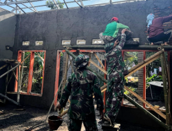 Satgas TMMD ke-123 Dari Marinir TNI AL dan KOPASGAT TNI AU Percepat Pembangunan Musolla di Desa Trotosari