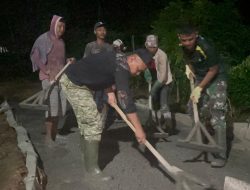 Malam Terakhir Pelaksanaan TMMD ke-124, Kodim 0422/Lampung Barat Laksanakan Lembur untuk Penyelesaian Target