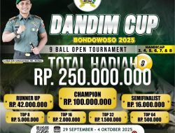 Hadiah Fantastis Rp 250 Juta, Dandim Cup Bondowoso Siap Jadi Magnet Pecinta Biliar Nasional