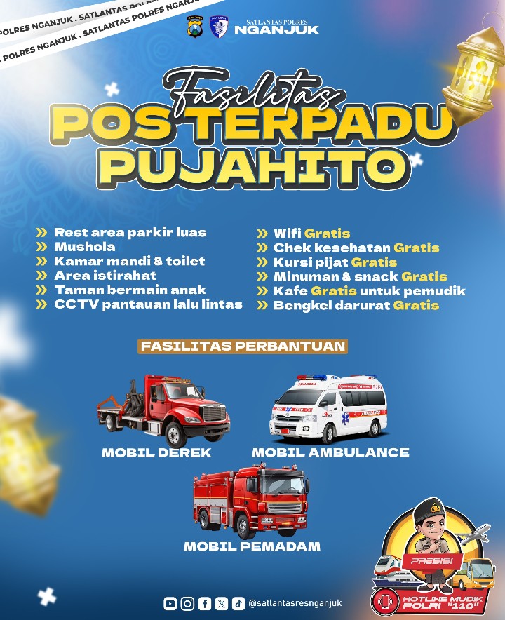 Polres Nganjuk Siapkan Pos Istirahat Lengkap untuk Pemudik: Ada WiFi, Kafe, dan Bengkel Darurat Gratis
